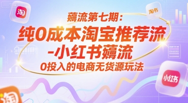 薅流第七期：纯0成本淘宝推荐流-小红书薅流最新版目，0投入的电商无货源玩法（附赠往期）-云深网创社