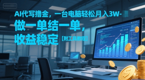AI代写撸金，一台电脑轻松月入1-3W，做一单结一单，收益稳定【附工具教程】-云深网创社