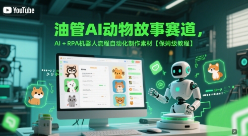油管AI动物故事赛道，AI+RPA机器人流程自动化制作素材【保姆级教程】-云深网创社