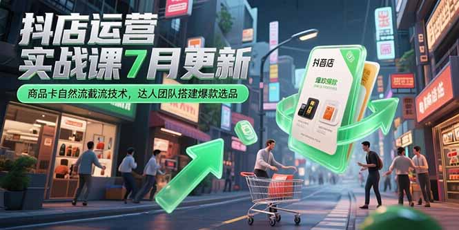 （15329期）抖店运营实战课7月更新，商品卡自然流截流技术，达人团队搭建爆款选品-云深网创社