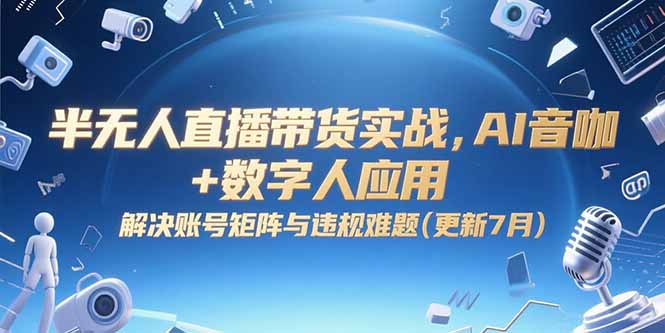 （15280期）半无人直播带货实战，AI音咖+数字人应用 解决账号矩阵与违规难题(更新7月)-云深网创社