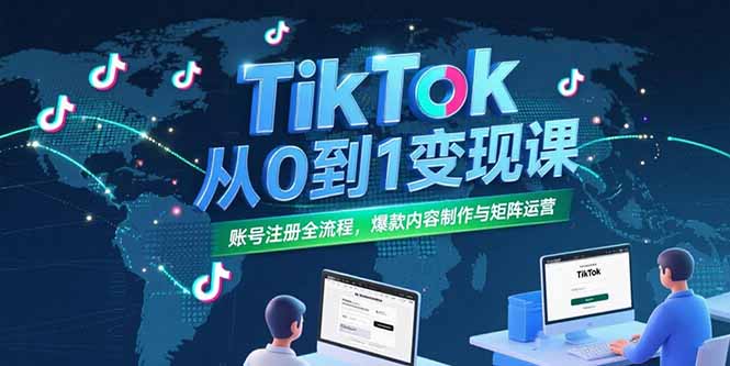 （15346期）TikTok从0到1变现课，账号注册全流程，爆款内容制作与矩阵运营-云深网创社