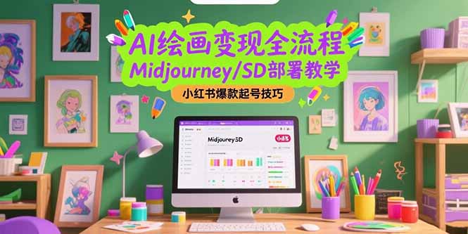 （15324期）AI绘画变现全流程，Midjourney/SD部署教学，小红书爆款起号技巧-云深网创社