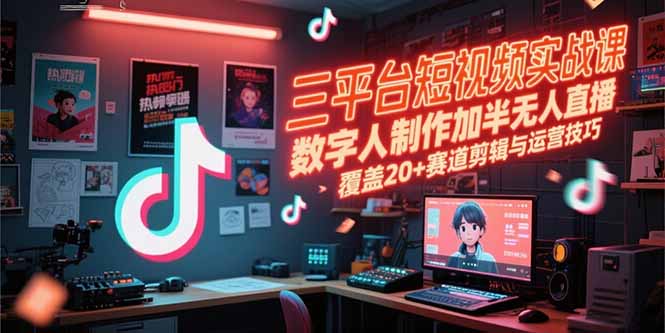 （15265期）三平台短视频实战课，数字人制作加半无人直播，覆盖20+赛道剪辑与运营技巧-云深网创社