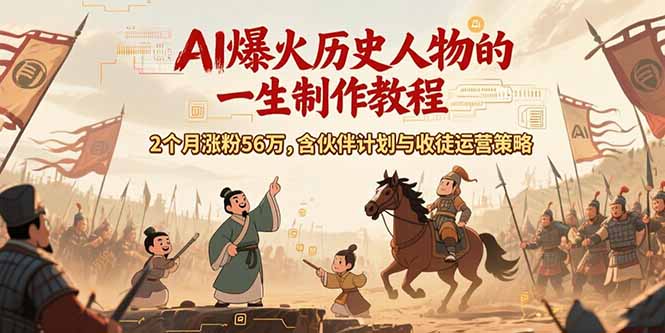 （15336期）AI历史人物赛道课程，2个月涨粉56万，含伙伴计划与收徒运营策略-云深网创社