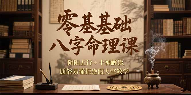 （15283期）零基础八字命理课，阴阳五行+十神解读，通俗易懂拒绝假大空教学-云深网创社