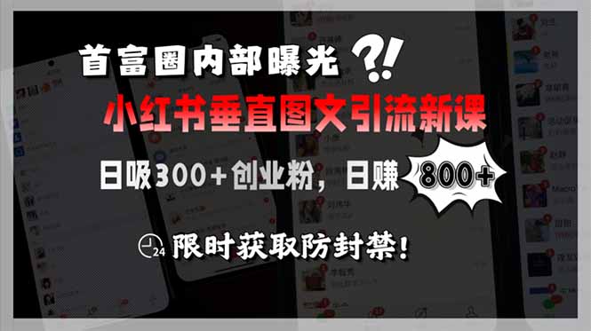 （15313期）首富圈内部曝光小红书垂直图文引流新课，日吸300+创业粉，日赚800+，限…-云深网创社