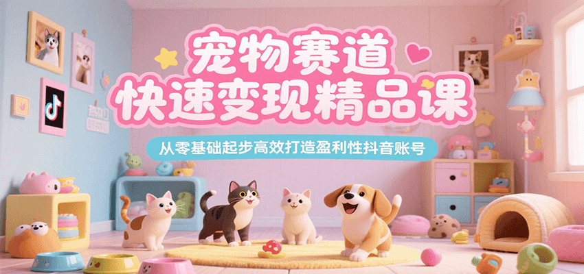宠物赛道快速变现精品课，从零基础起步高效打造盈利性抖音账号-云深网创社