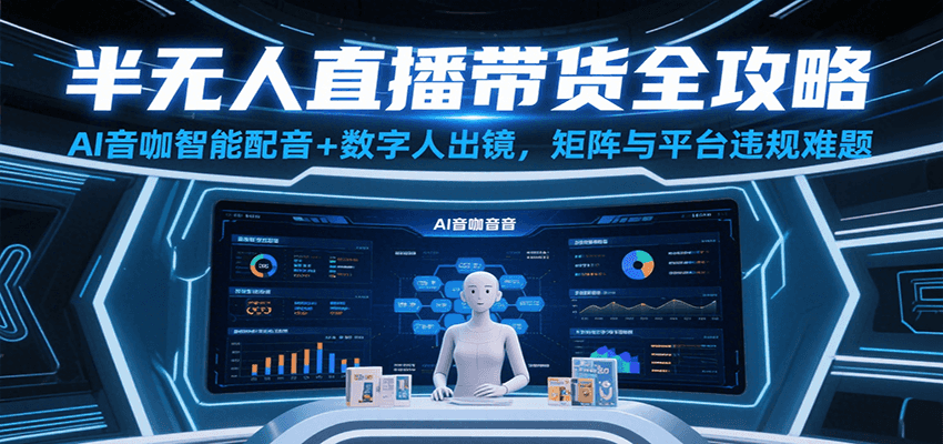 半无人直播带货全攻略：AI音咖智能配音+数字人出镜，解决账号矩阵与平台违规难题-云深网创社