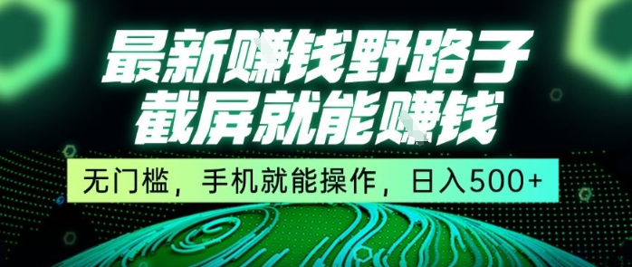 最新野路子截屏就能挣钱，无门槛，手机就能操作，日入5张【揭秘】-云深网创社