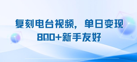 复刻电台视频，单日变现8张+新手友好，长期可做-云深网创社