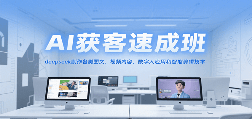 AI获客速成班，deepseek制作各类图文、视频内容，数字人应用和智能剪辑技术-云深网创社
