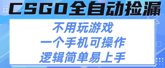 CSGO自动捡漏项目，最新独家玩法，不用挂G不用玩游戏，一个手机即可操作，新手小白轻松月入1W+【揭秘】-云深网创社