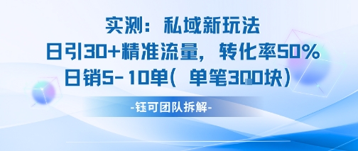 实测私域新玩法日引30加精准流量转化率50%日销5-10单每笔3张-云深网创社