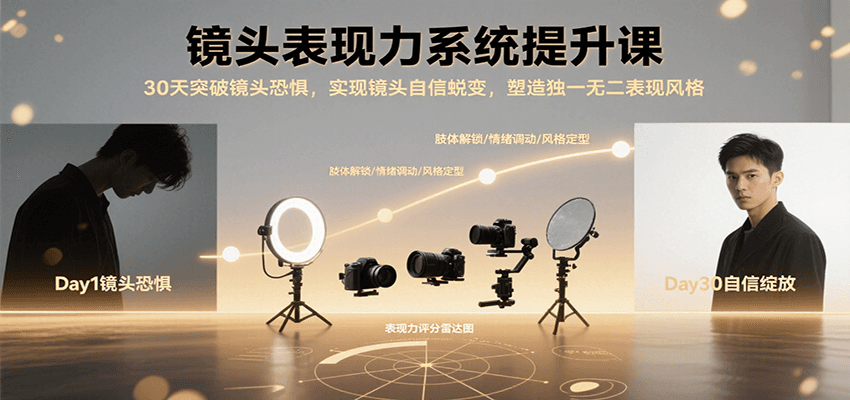 镜头表现力系统提升课，30天突破镜头恐惧实现自信蜕变，塑造独一无二表现风格-云深网创社