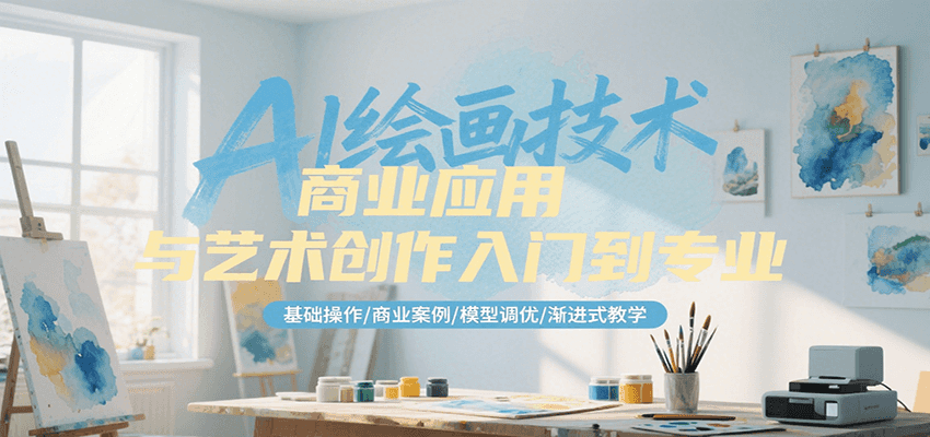 AI绘画技术商业应用与艺术创作入门到专业，基础操作/商业案例/模型调优/渐进式教学-云深网创社