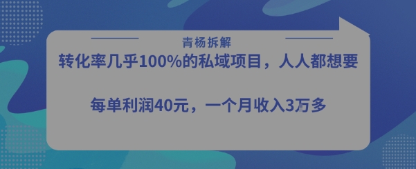 转化率最高的私域项目，每单利润40-50米，月入过1w-云深网创社