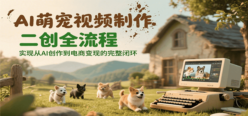 AI萌宠视频制作二创全流程，实现从AI创作到电商变现的完整闭环-云深网创社