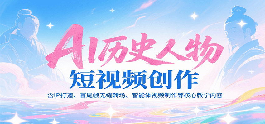 AI历史人物短视频创作，含IP打造、首尾帧无缝转场、智能体视频制作等核心教学内容-云深网创社