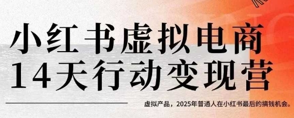 小红书虚拟电商14天变现训练营，虚拟产品，2025年普通人在小红书最后的搞钱机会-云深网创社