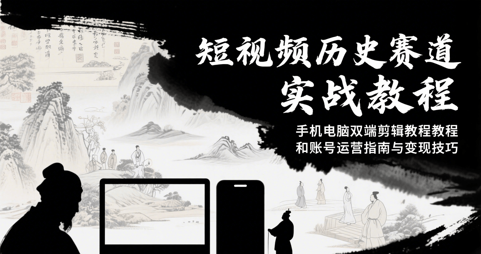 短视频历史赛道实战教程，手机电脑双端剪辑教程和账号运营指南与变现技巧-云深网创社