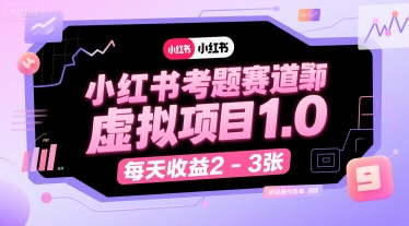 小红书考题赛道虚拟项目1.0，项目操作简单，每天收益2-3张-云深网创社