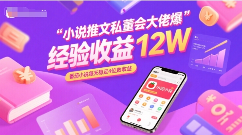 小说推文私董会大佬爆单经验分享收益12W，番茄小说每天稳定4位数收益-云深网创社