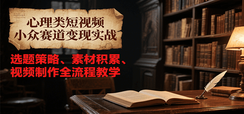 心理类短视频小众赛道变现实战，选题策略、素材积累、视频制作全流程教学-云深网创社