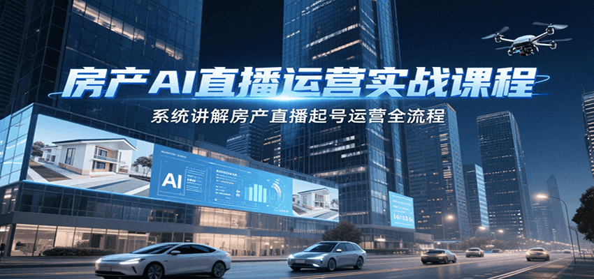 房产AI直播运营实战课程，系统讲解房产直播起号运营全流程-云深网创社