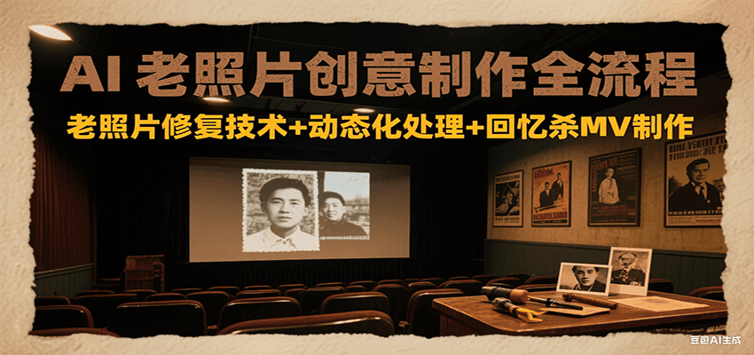 AI老照片创意制作全流程：老照片修复技术+动态化处理+回忆杀MV制作-云深网创社