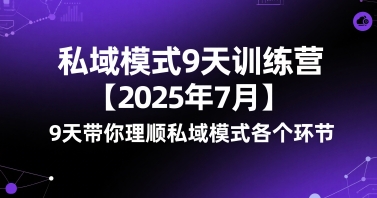 私域模式9天训练营【2025年7月】​9天带你理顺私域模式各个环节-云深网创社