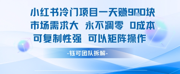 小红书冷门项目一天收益9张，市场需求大，0成本，可复制性强可以矩阵操作-云深网创社