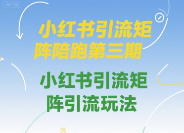 小红书引流矩阵陪跑第三期，小红书引流矩阵引流玩法-云深网创社