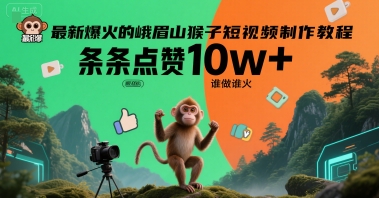 最新爆火的峨眉山猴子短视频制作教程，条条点赞10w+，谁做谁火【教程+提示词】-云深网创社