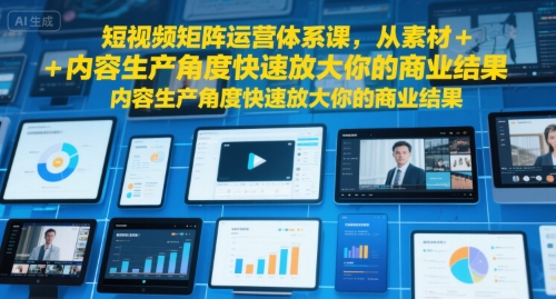 短视频矩阵运营体系课，从素材+内容生产角度快速放大你的商业结果-云深网创社