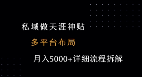 私域做天涯神贴 多平台布局 月入5k+详细流程拆解-云深网创社