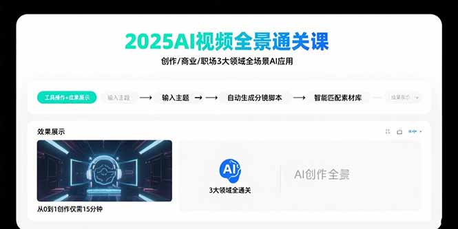 （15762期）2025AI视频全景通关课：涵盖创作/商业/职场3大领域  掌握AI全场景应用-云深网创社