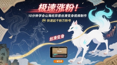极速涨粉！10分钟学会山海经异兽丝滑变身视频制作，快速起千粉万粉号-云深网创社