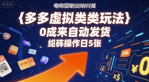 多多虚拟类目玩法，0成本全自动发货，矩阵操作日5张-云深网创社