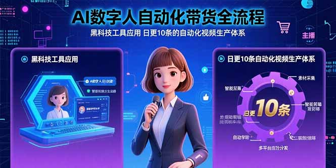 （15699期）AI数字人自动化带货全流程：黑科技工具应用 日更10条的自动化视频生产体系-云深网创社