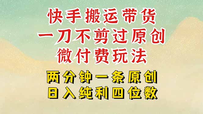 （15577期）快手黑科技搬运带货，一刀不剪过原创，微付费投流玩法，轻松日入四位数…-云深网创社