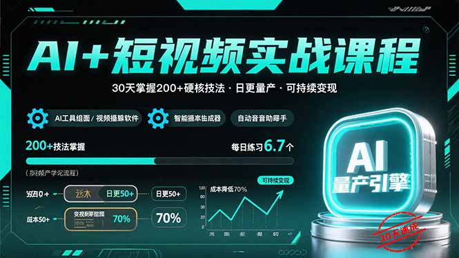 （15681期）AI+短视频实战课程：30天掌握200+硬核技法，实现日更量产可持续变现-云深网创社