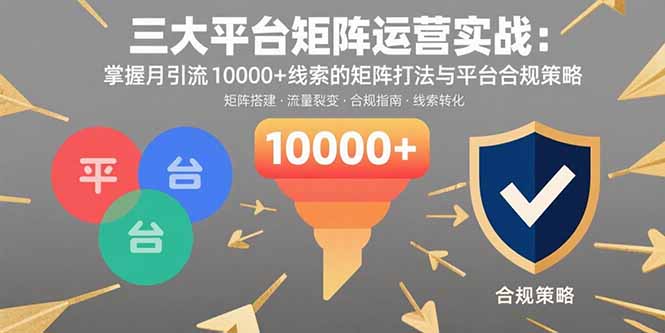 （15841期）三大平台矩阵运营实战：掌握月引流10000+线索的矩阵打法与平台合规策略-云深网创社