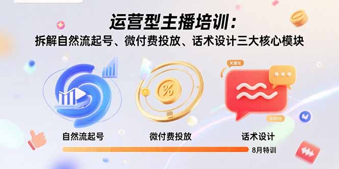 （15654期）运营型主播培训：拆解自然流起号、微付费投放、话术设计三大核心模块-8月-云深网创社
