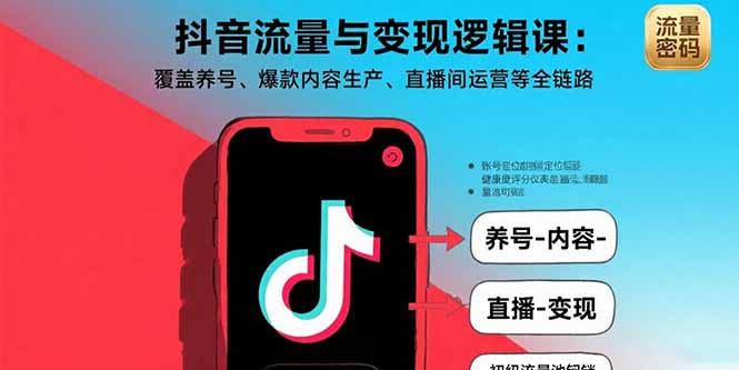 （15824期）抖音流量与变现逻辑课：覆盖养号、爆款内容生产、直播间运营等全链路-云深网创社