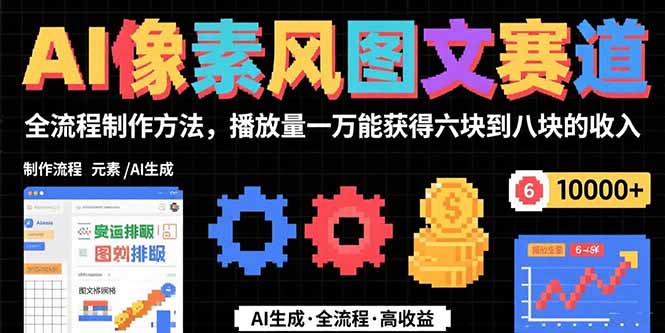 （15572期）AI像素风图文赛道：全流程制作方法，播放量一万能获得6块到8块的收入-云深网创社