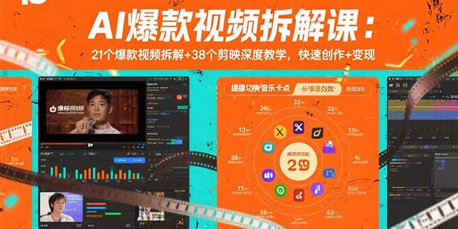 （15741期）AI爆款视频拆解课：21个爆款视频拆解+38个剪映深度教学，快速创作+变现-云深网创社