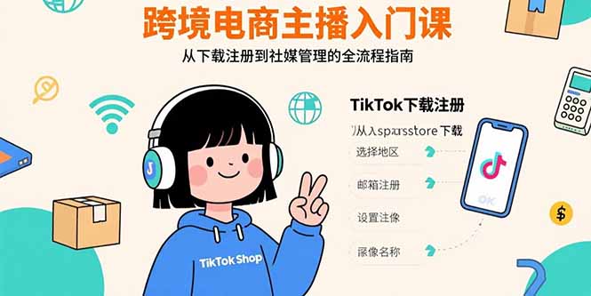 （15708期）跨境电商主播入门课，TikTok下载注册，支付工具配置，社媒账号管理全流程-云深网创社