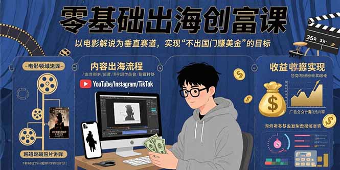 （15709期）零基础出海创富课：以电影解说为垂直赛道，实现不出国门赚美金的目标-云深网创社