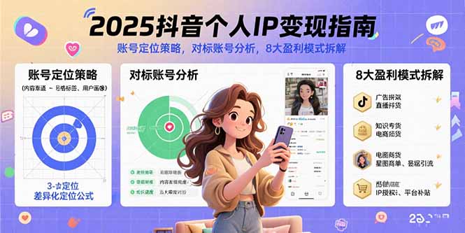 （15711期）2025抖音个人IP变现指南，账号定位策略，对标账号分析，8大盈利模式拆解-云深网创社